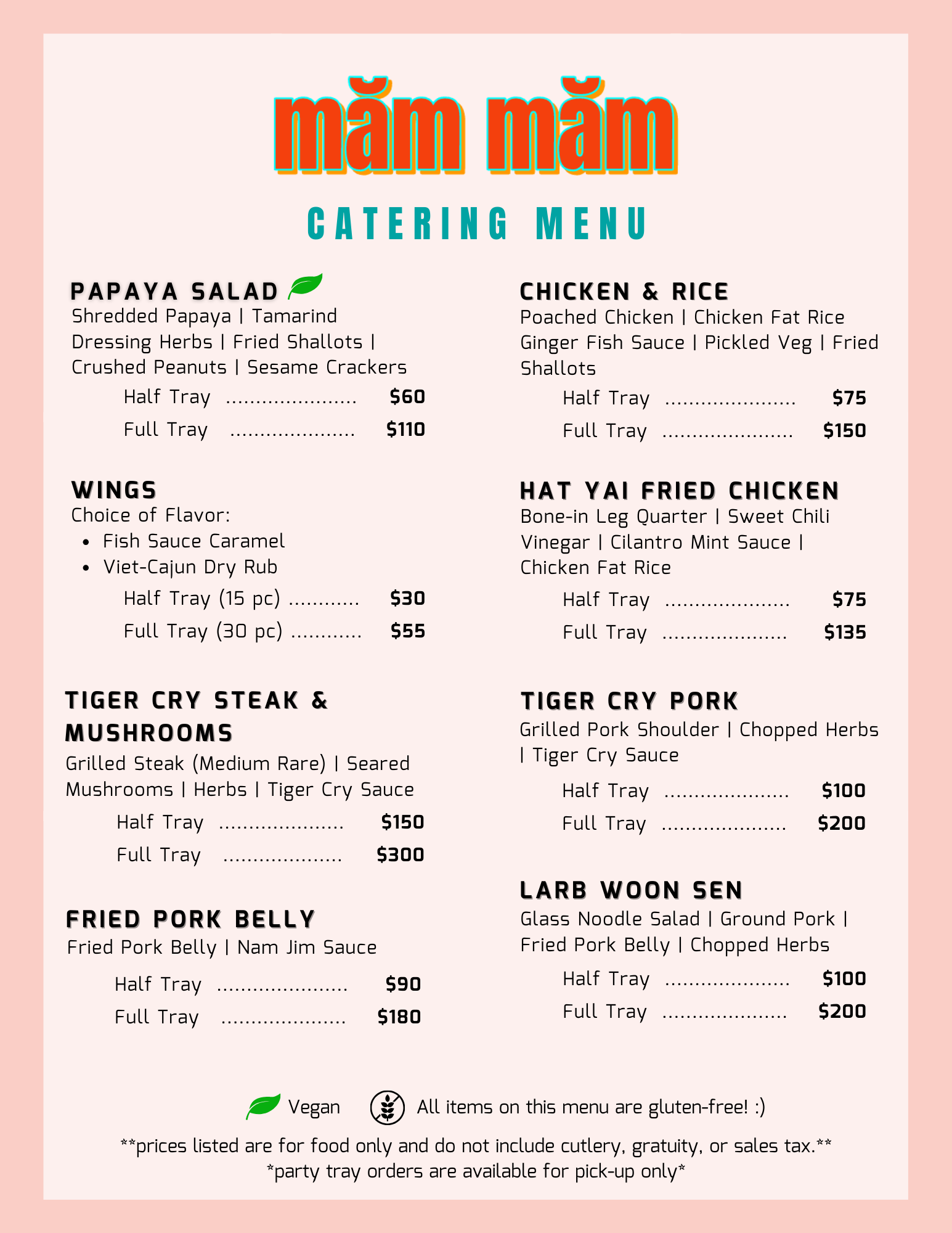Menu — măm măm | Austin, TX